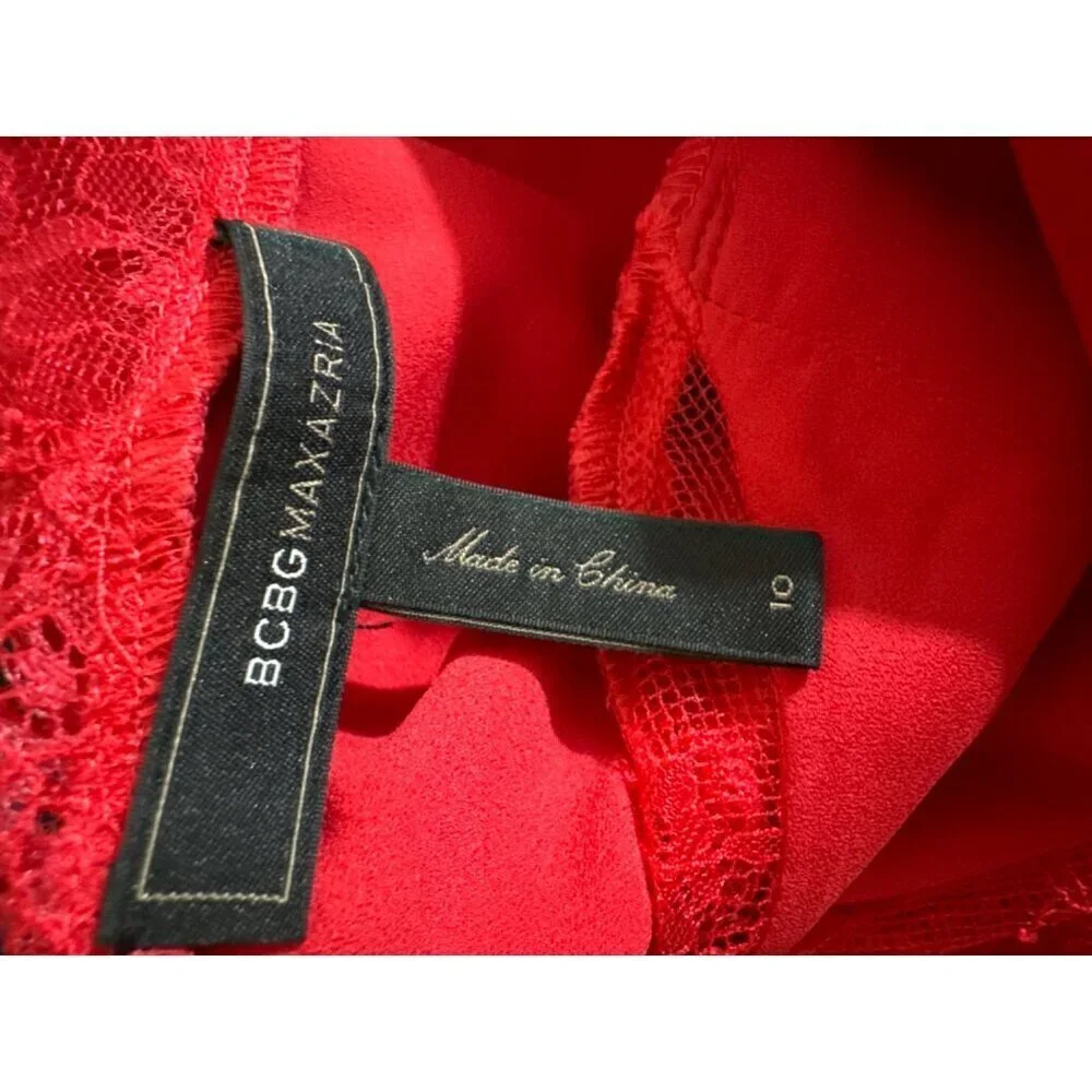 BCBG MaxAzria Nel Lipstick Red Lace Dress Size 10 - Picture 3 of 3